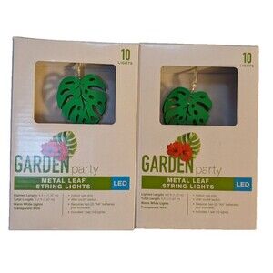 NEW (2) Boxes Garden Party Metal Leaf LED String Light Set - 10 lights each